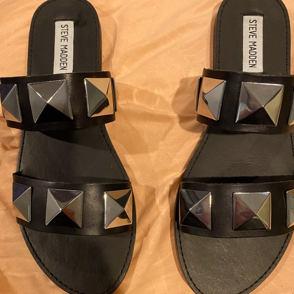 Steve Madden black sandals/slides  Cressida size 7 - Picture 2 of 8